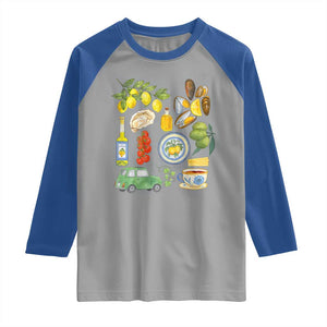 Italian Summer Scrapbook Raglan Shirt Limoncello Seafood Coastal Italy La Dolce Vita TS02 Sport Gray Royal Print Your Wear