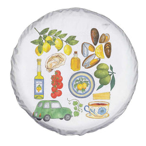 Italian Summer Scrapbook Spare Tire Cover Limoncello Seafood Coastal Italy La Dolce Vita TS02 Print Your Wear