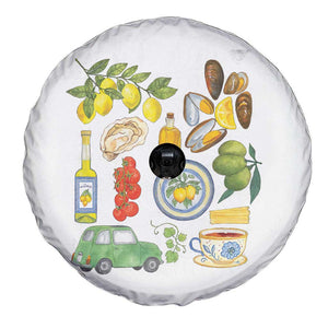 Italian Summer Scrapbook Spare Tire Cover Limoncello Seafood Coastal Italy La Dolce Vita TS02 Print Your Wear