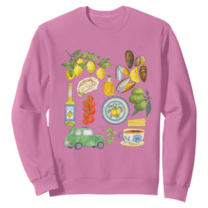 Italian Summer Scrapbook Sweatshirt Limoncello Seafood Coastal Italy La Dolce Vita TS02 Azalea Print Your Wear