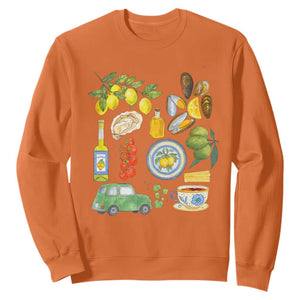 Italian Summer Scrapbook Sweatshirt Limoncello Seafood Coastal Italy La Dolce Vita TS02 Orange Print Your Wear