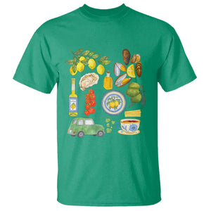 Italian Summer Scrapbook T Shirt Limoncello Seafood Coastal Italy La Dolce Vita TS02 Irish Green Print Your Wear