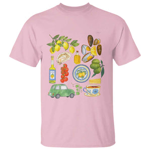 Italian Summer Scrapbook T Shirt Limoncello Seafood Coastal Italy La Dolce Vita TS02 Light Pink Print Your Wear