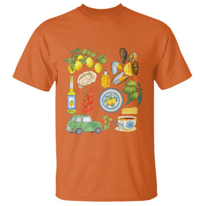 Italian Summer Scrapbook T Shirt Limoncello Seafood Coastal Italy La Dolce Vita TS02 Orange Print Your Wear