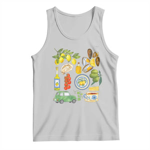 Italian Summer Scrapbook Tank Top Limoncello Seafood Coastal Italy La Dolce Vita TS02 Ash Print Your Wear