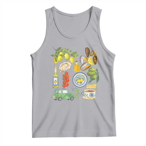 Italian Summer Scrapbook Tank Top Limoncello Seafood Coastal Italy La Dolce Vita TS02 Athletic Heather Print Your Wear