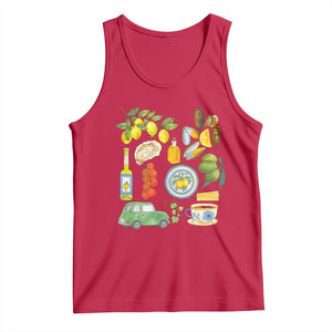 Italian Summer Scrapbook Tank Top Limoncello Seafood Coastal Italy La Dolce Vita TS02 Red Print Your Wear