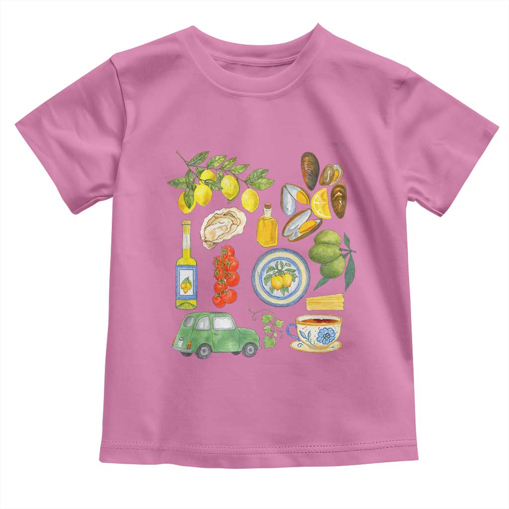 Italian Summer Scrapbook Toddler T Shirt Limoncello Seafood Coastal Italy La Dolce Vita TS02 Azalea Print Your Wear