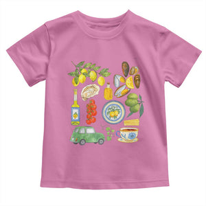 Italian Summer Scrapbook Toddler T Shirt Limoncello Seafood Coastal Italy La Dolce Vita TS02 Azalea Print Your Wear