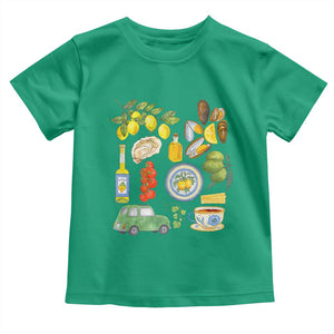 Italian Summer Scrapbook Toddler T Shirt Limoncello Seafood Coastal Italy La Dolce Vita TS02 Irish Green Print Your Wear