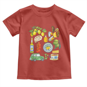 Italian Summer Scrapbook Toddler T Shirt Limoncello Seafood Coastal Italy La Dolce Vita TS02 Red Print Your Wear