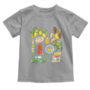 Italian Summer Scrapbook Toddler T Shirt Limoncello Seafood Coastal Italy La Dolce Vita TS02 Sport Gray Print Your Wear