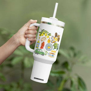 Italian Summer Scrapbook Tumbler With Handle Limoncello Seafood Coastal Italy La Dolce Vita TS02 Print Your Wear