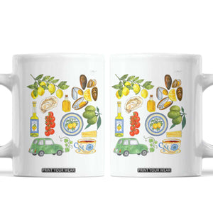 Italian Summer Scrapbook Coffee Mug Limoncello Seafood Coastal Italy La Dolce Vita TS02 White Print Your Wear