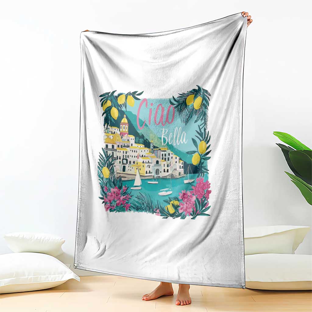 Ciao Bella Italy Amalfi Coast Throw Blanket Lemons and Florals Nostalgic Village TS02 Print Your Wear