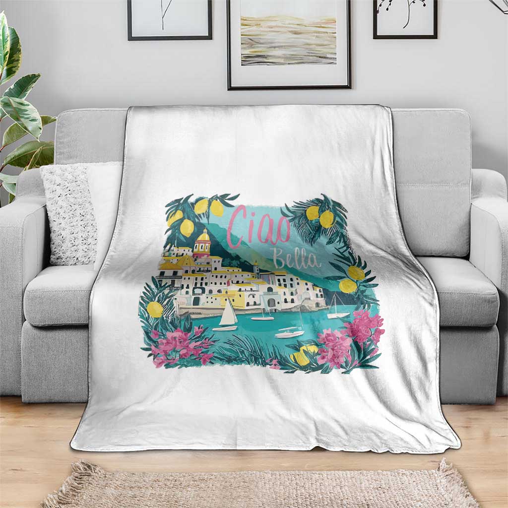 Ciao Bella Italy Amalfi Coast Throw Blanket Lemons and Florals Nostalgic Village TS02 Print Your Wear