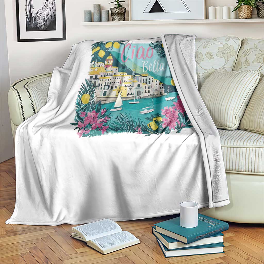 Ciao Bella Italy Amalfi Coast Throw Blanket Lemons and Florals Nostalgic Village TS02 Print Your Wear