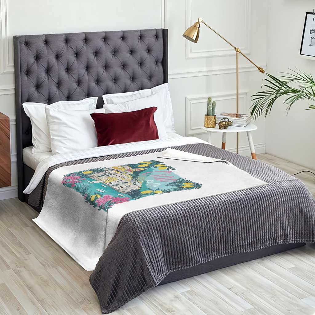 Ciao Bella Italy Amalfi Coast Throw Blanket Lemons and Florals Nostalgic Village TS02 Print Your Wear