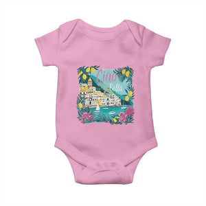 Ciao Bella Italy Amalfi Coast Baby Onesie Lemons and Florals Nostalgic Village TS02 Light Pink Print Your Wear
