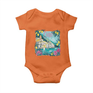 Ciao Bella Italy Amalfi Coast Baby Onesie Lemons and Florals Nostalgic Village TS02 Orange Print Your Wear