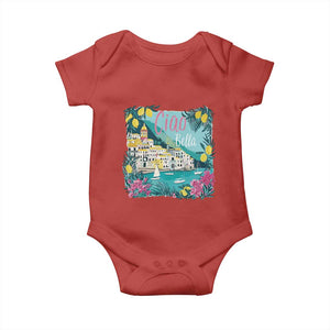 Ciao Bella Italy Amalfi Coast Baby Onesie Lemons and Florals Nostalgic Village TS02 Red Print Your Wear