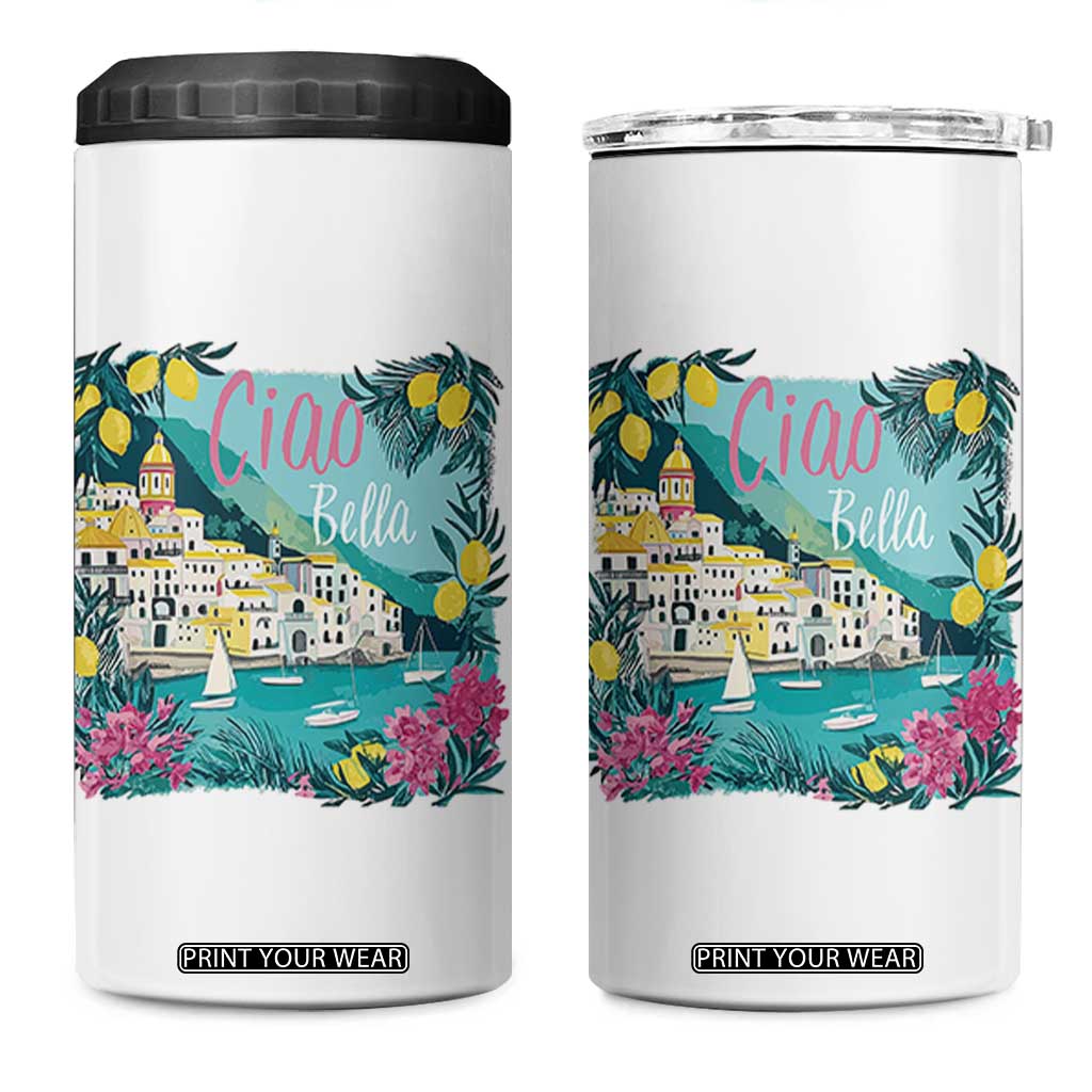 Ciao Bella Italy Amalfi Coast 4 in 1 Can Cooler Tumbler Lemons and Florals Nostalgic Village TS02 One Size: 16 oz White Print Your Wear