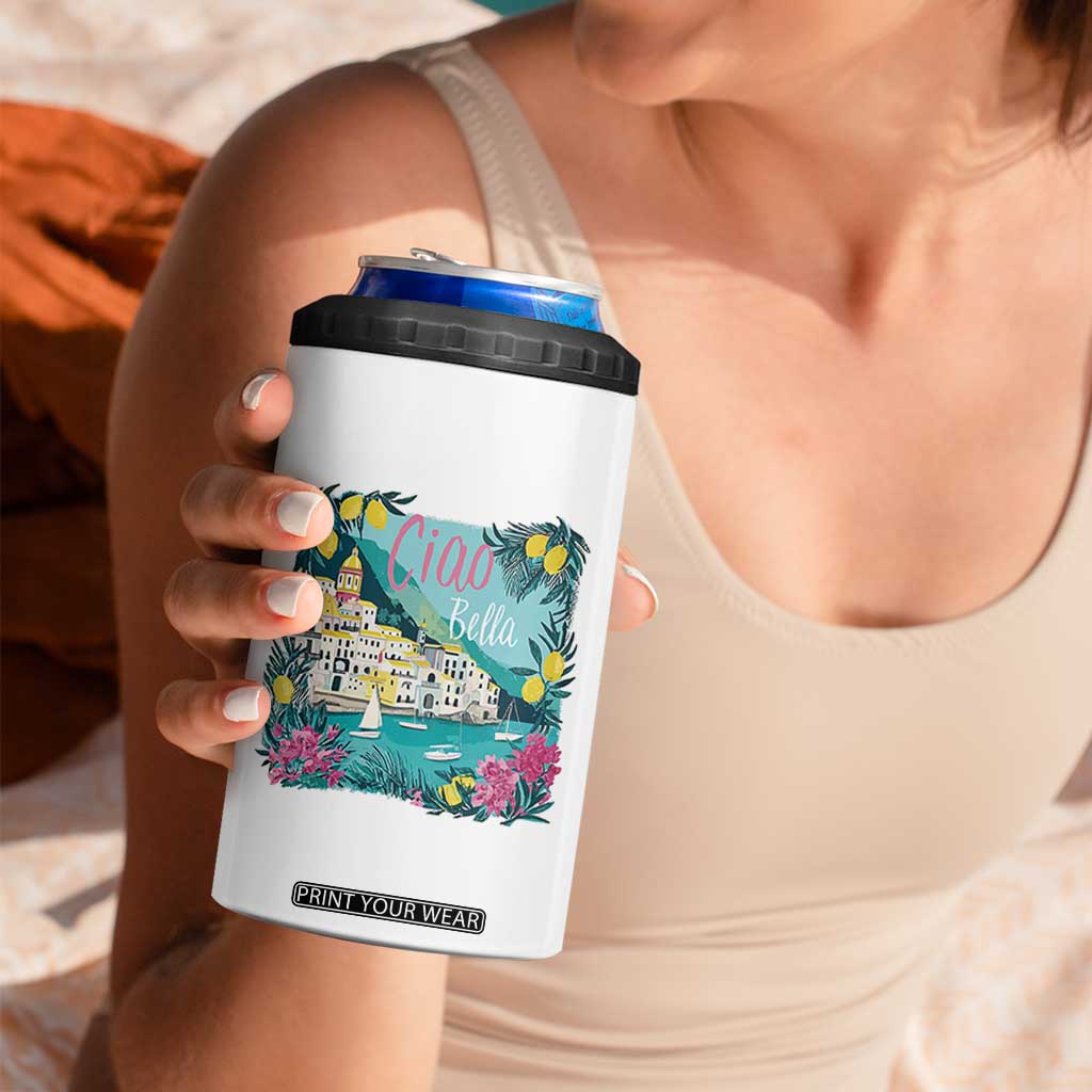 Ciao Bella Italy Amalfi Coast 4 in 1 Can Cooler Tumbler Lemons and Florals Nostalgic Village TS02 Print Your Wear