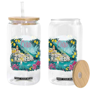 Ciao Bella Italy Amalfi Coast Glass Can Lemons and Florals Nostalgic Village TS02 Print Your Wear