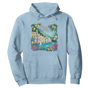 Ciao Bella Italy Amalfi Coast Hoodie Lemons and Florals Nostalgic Village TS02 Light Blue Print Your Wear