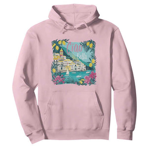 Ciao Bella Italy Amalfi Coast Hoodie Lemons and Florals Nostalgic Village TS02 Light Pink Print Your Wear