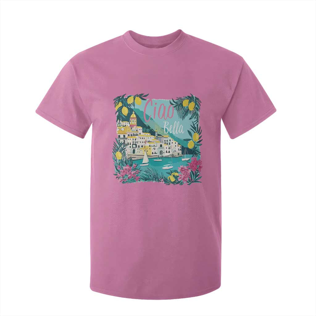 Ciao Bella Italy Amalfi Coast T Shirt For Kid Lemons and Florals Nostalgic Village TS02 Azalea Print Your Wear