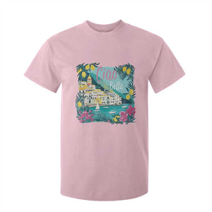 Ciao Bella Italy Amalfi Coast T Shirt For Kid Lemons and Florals Nostalgic Village TS02 Light Pink Print Your Wear