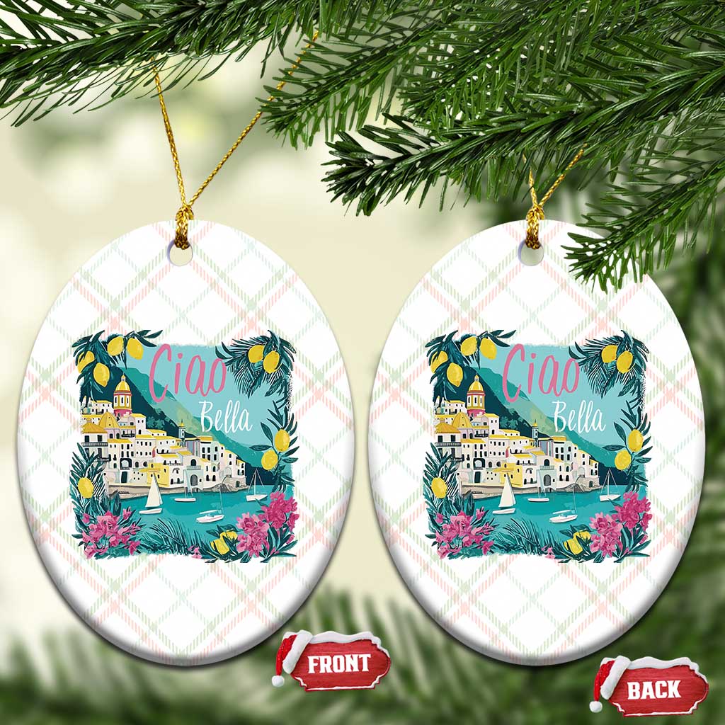 Ciao Bella Italy Amalfi Coast Ceramic Ornament Lemons and Florals Nostalgic Village TS02 Print Your Wear