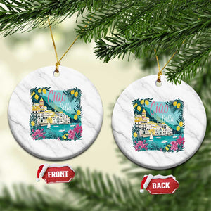 Ciao Bella Italy Amalfi Coast Ceramic Ornament Lemons and Florals Nostalgic Village TS02 1pc White Marble Print Your Wear
