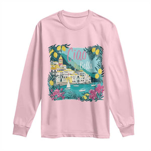 Ciao Bella Italy Amalfi Coast Long Sleeve Shirt Lemons and Florals Nostalgic Village TS02 Light Pink Print Your Wear