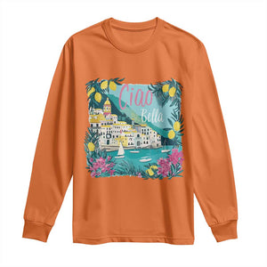 Ciao Bella Italy Amalfi Coast Long Sleeve Shirt Lemons and Florals Nostalgic Village TS02 Orange Print Your Wear