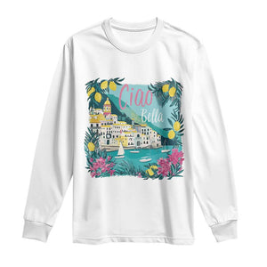 Ciao Bella Italy Amalfi Coast Long Sleeve Shirt Lemons and Florals Nostalgic Village TS02 White Print Your Wear