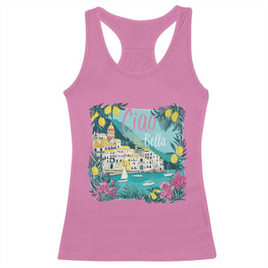 Ciao Bella Italy Amalfi Coast Racerback Tank Top Lemons and Florals Nostalgic Village TS02 Azalea Print Your Wear