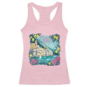 Ciao Bella Italy Amalfi Coast Racerback Tank Top Lemons and Florals Nostalgic Village TS02 Light Pink Print Your Wear