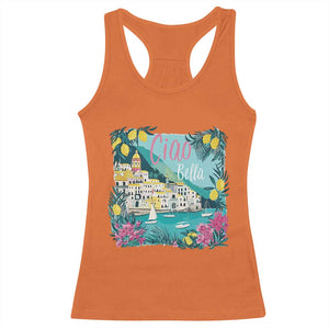 Ciao Bella Italy Amalfi Coast Racerback Tank Top Lemons and Florals Nostalgic Village TS02 Orange Print Your Wear