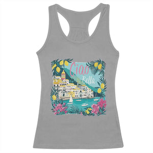 Ciao Bella Italy Amalfi Coast Racerback Tank Top Lemons and Florals Nostalgic Village TS02 Sport Gray Print Your Wear