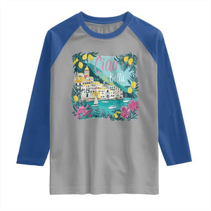 Ciao Bella Italy Amalfi Coast Raglan Shirt Lemons and Florals Nostalgic Village TS02 Sport Gray Royal Print Your Wear