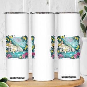 Ciao Bella Italy Amalfi Coast Skinny Tumbler Lemons and Florals Nostalgic Village TS02 Print Your Wear