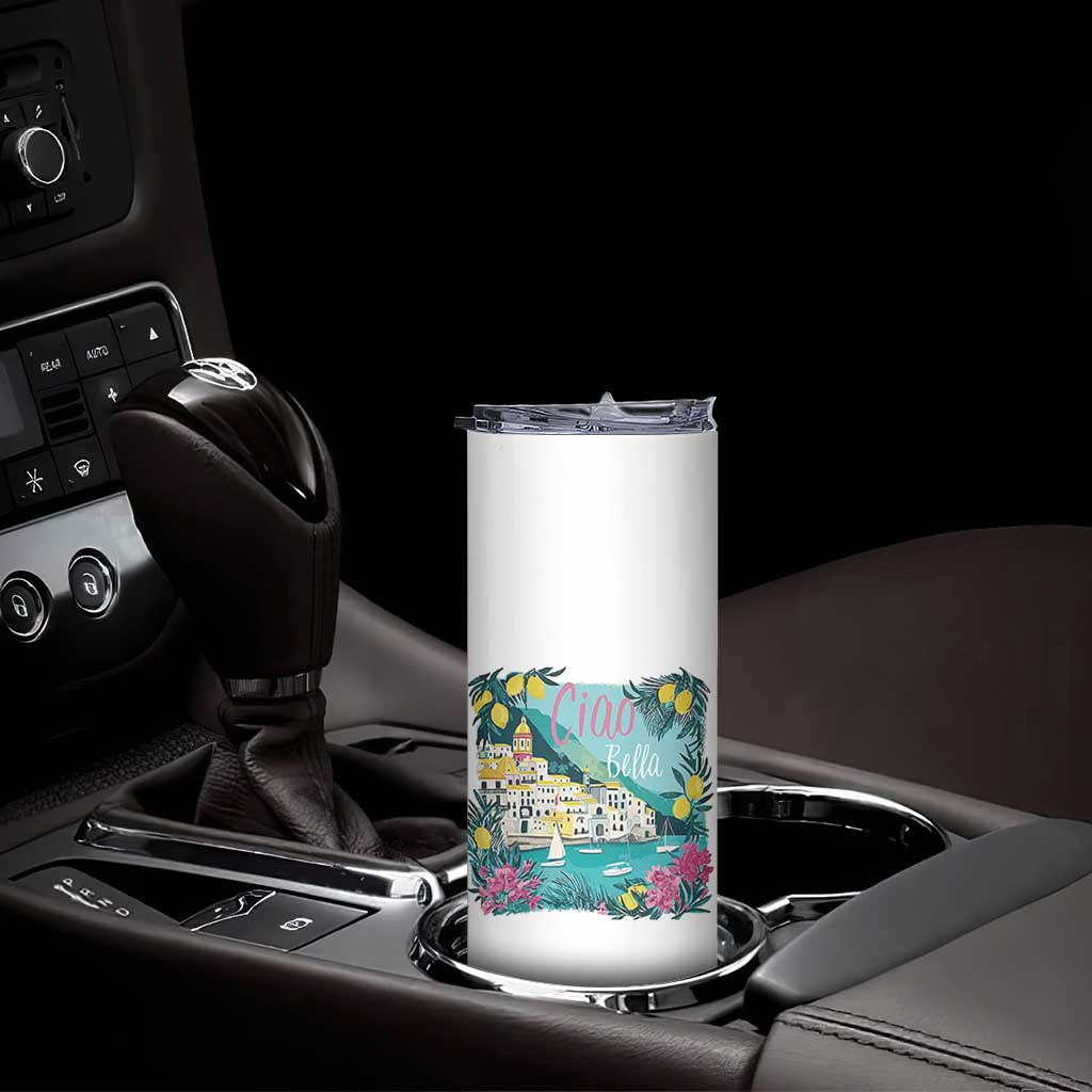 Ciao Bella Italy Amalfi Coast Skinny Tumbler Lemons and Florals Nostalgic Village TS02 Print Your Wear