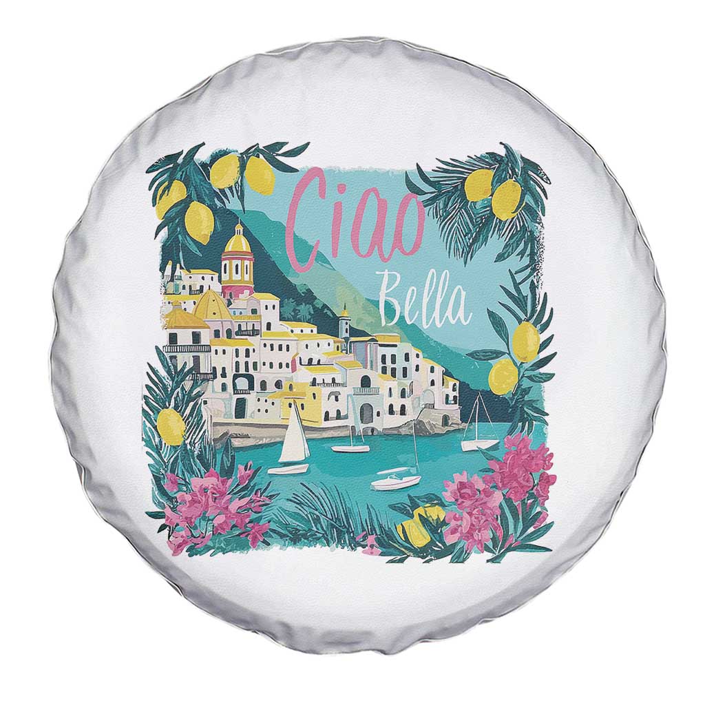 Ciao Bella Italy Amalfi Coast Spare Tire Cover Lemons and Florals Nostalgic Village TS02 Print Your Wear