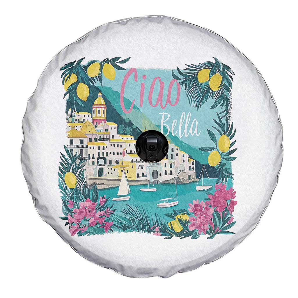 Ciao Bella Italy Amalfi Coast Spare Tire Cover Lemons and Florals Nostalgic Village TS02 Print Your Wear