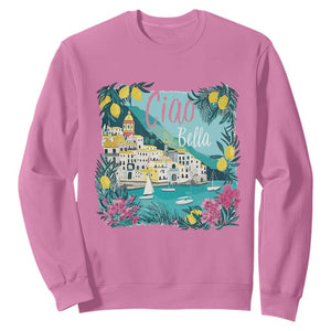 Ciao Bella Italy Amalfi Coast Sweatshirt Lemons and Florals Nostalgic Village TS02 Azalea Print Your Wear