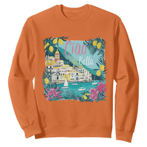 Ciao Bella Italy Amalfi Coast Sweatshirt Lemons and Florals Nostalgic Village TS02 Orange Print Your Wear