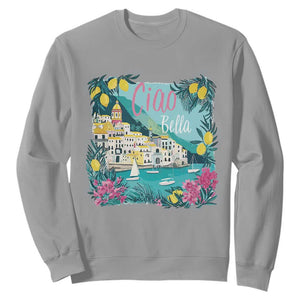 Ciao Bella Italy Amalfi Coast Sweatshirt Lemons and Florals Nostalgic Village TS02 Sport Gray Print Your Wear
