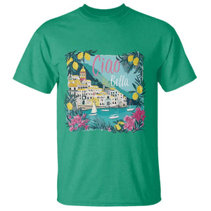 Ciao Bella Italy Amalfi Coast T Shirt Lemons and Florals Nostalgic Village TS02 Irish Green Print Your Wear